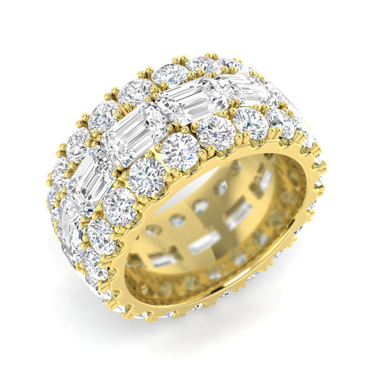 Baguette & Round 3 Row Ring