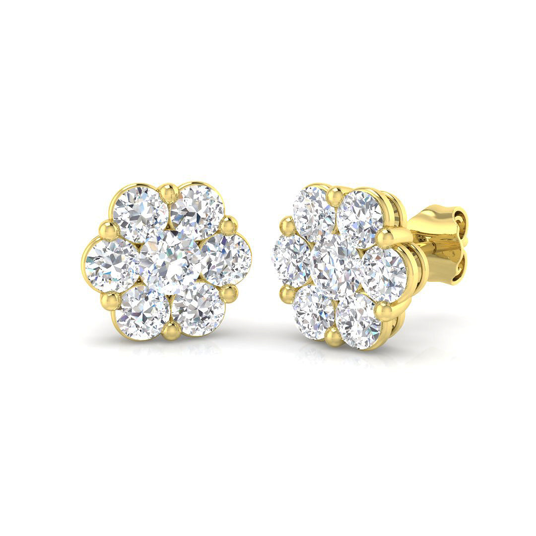 Diamond Flower Cluster Earrings