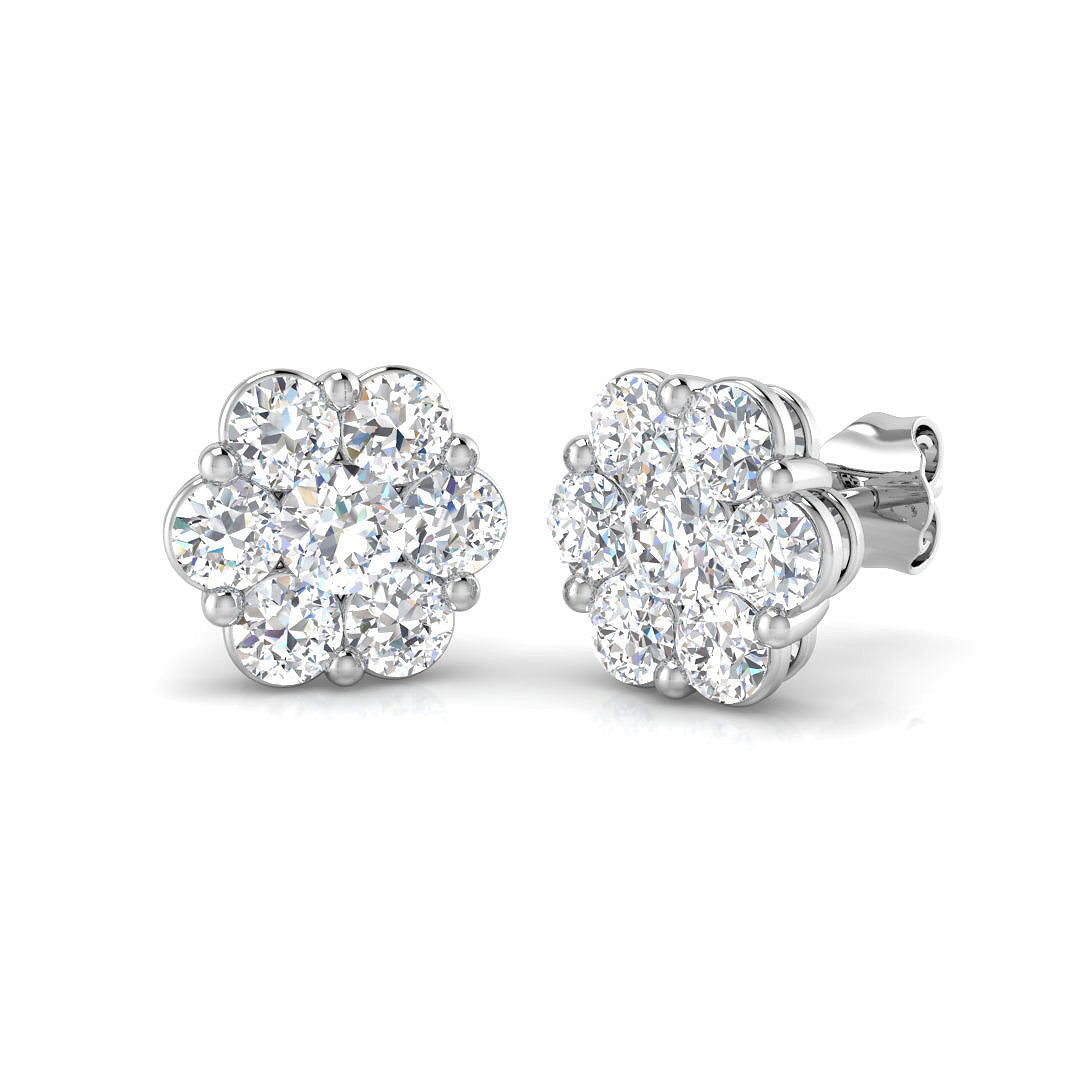 Diamond Flower Cluster Earrings