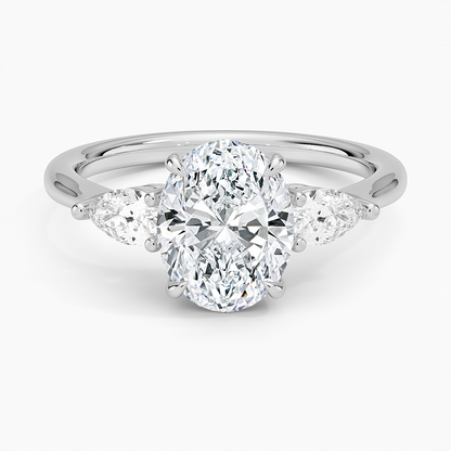 Oval and Pear Diamond Trilogy Engagement Ring