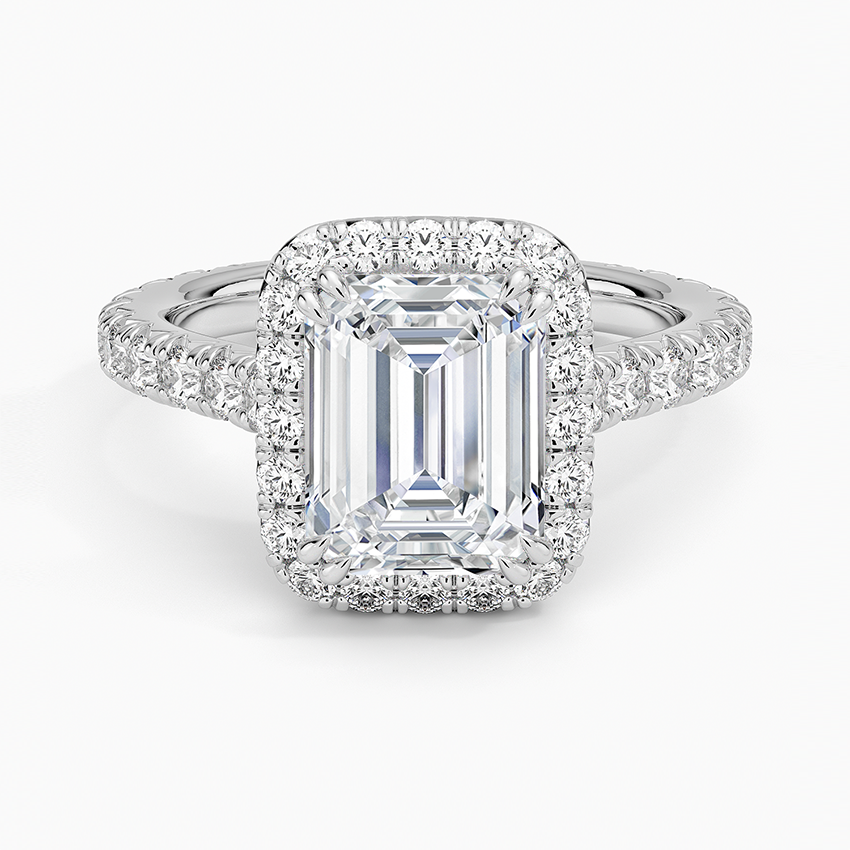 Emerald Diamond Halo Ring