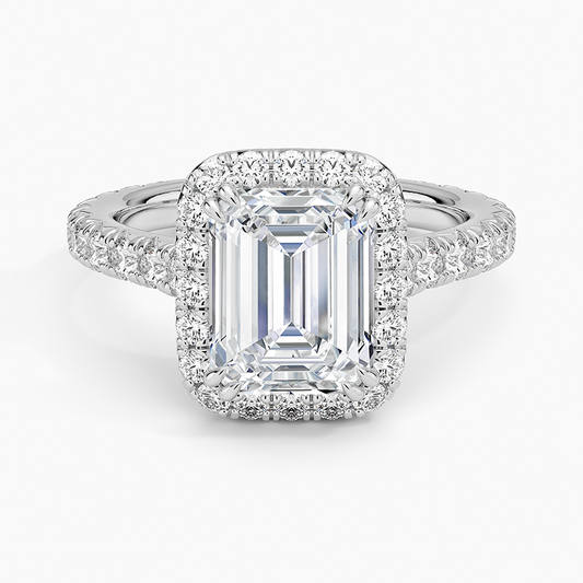 Emerald Diamond Halo Ring