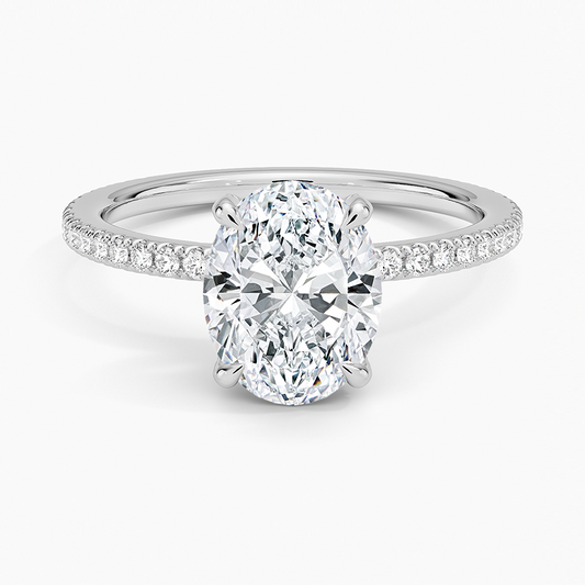 Oval Diamond Accented Ring