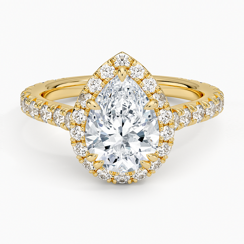 Pear Diamond Halo Ring