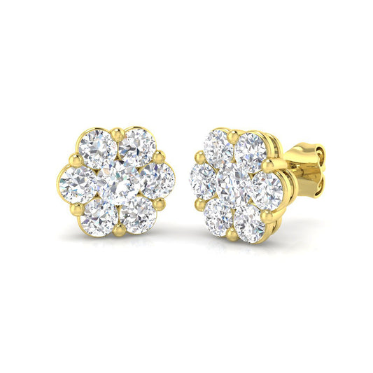 Diamond Flower Cluster Earrings