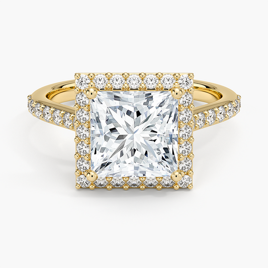 Princess Diamond Halo Ring