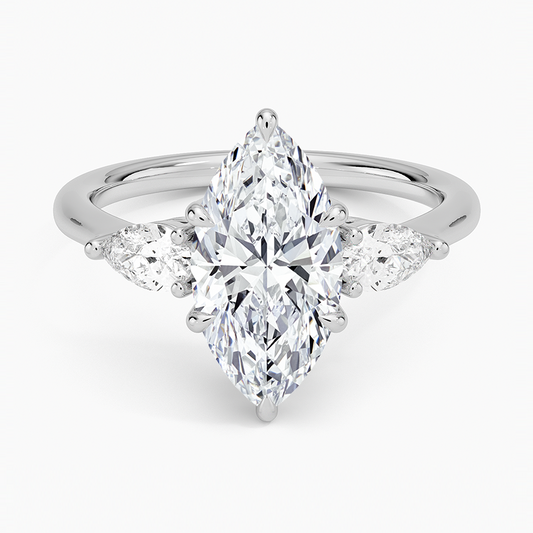 Marquise and Pear Diamond Trilogy Ring
