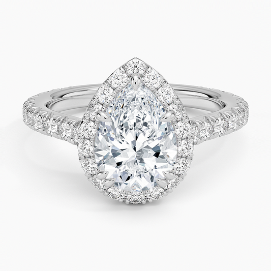 Pear Diamond Halo Ring