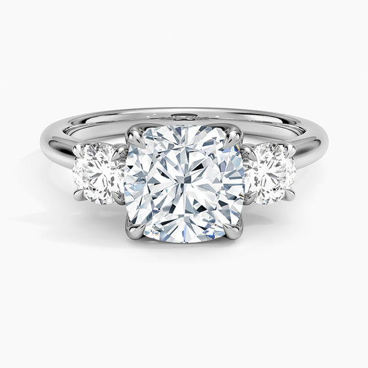 Cushion and Round Diamond Trilogy Ring