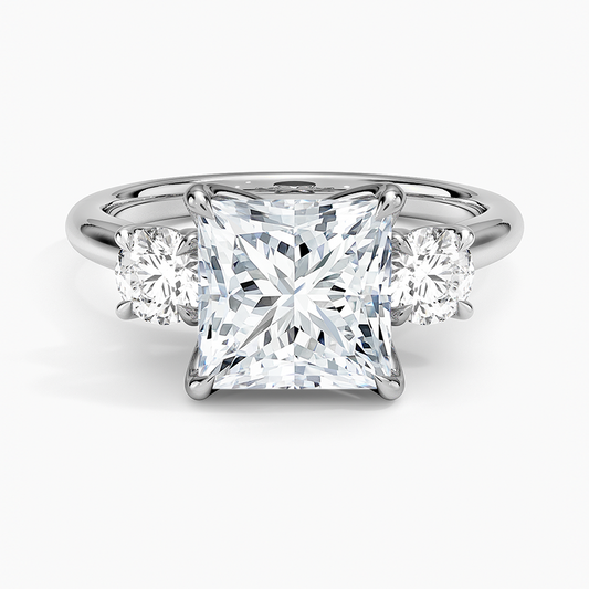 Princess and Round Diamond Trilogy Ring