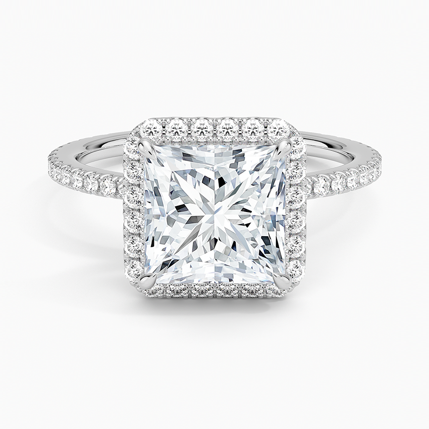 Princess Diamond Halo Engagement Ring