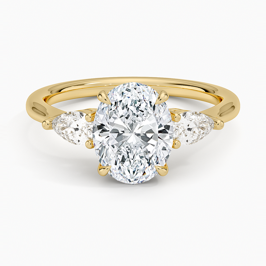 Oval and Pear Diamond Trilogy Engagement Ring