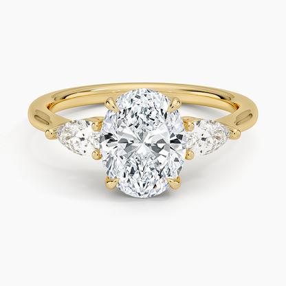 Oval and Pear Diamond Trilogy Engagement Ring