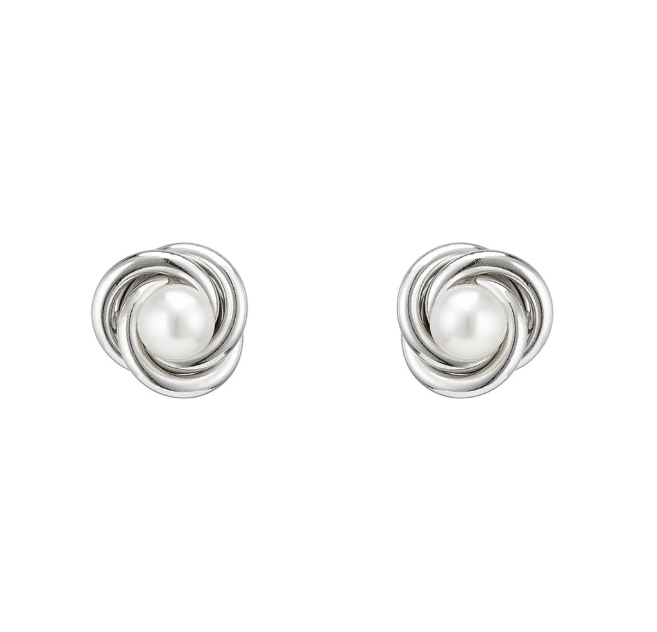 Pearl Knot Stud Earrings